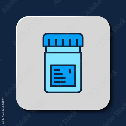 Filled outline Biologically active additives icon isolated on blue background. Vector