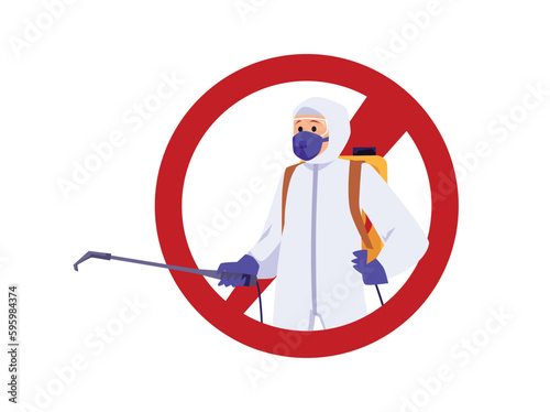 Pest control or exterminator, red prohibition sign - flat vector illustration isolated on white background.