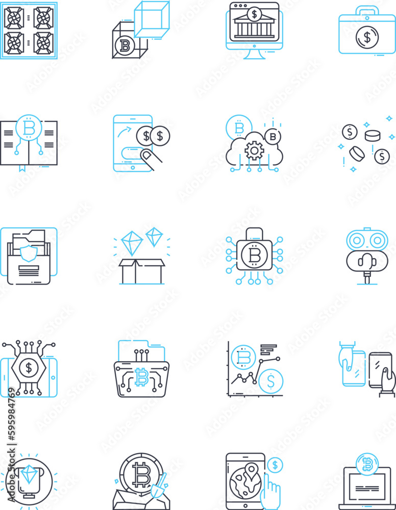 Stock forecasting linear icons set. Prediction, Trends, Analysis, Indicators, Portfolio, Forecast, Volatility line vector and concept signs. Risk,Trading,Investment outline illustrations Stock forecasting linear icons set. Prediction, Trends, Analysis, Indicators, Portfolio, Forecast, Volatility line vector and concept signs. Risk,Trading,Investment outline illustrations