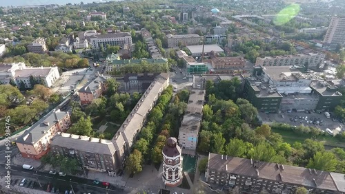 Panorama of center of Mariupol Water tower from above in 2018 Generative AI