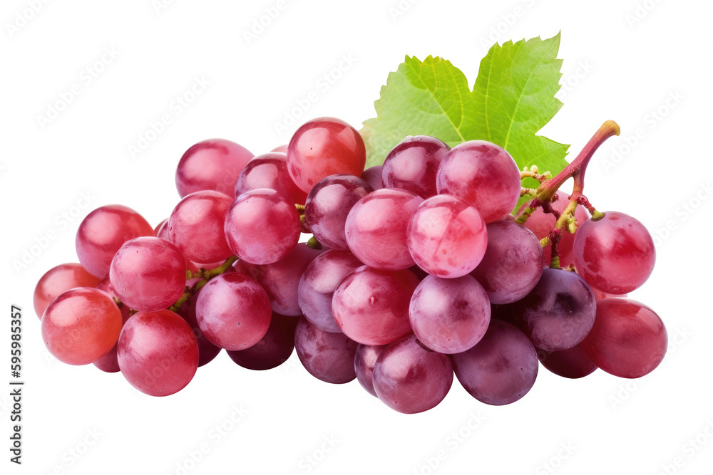 red grapes bunch isolated on white background. Generative AI red grapes bunch isolated on white background. Generative AI
