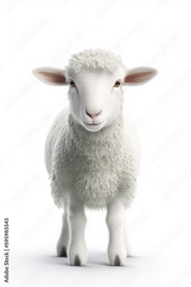 Lamb  isolated on a white background Generative AI