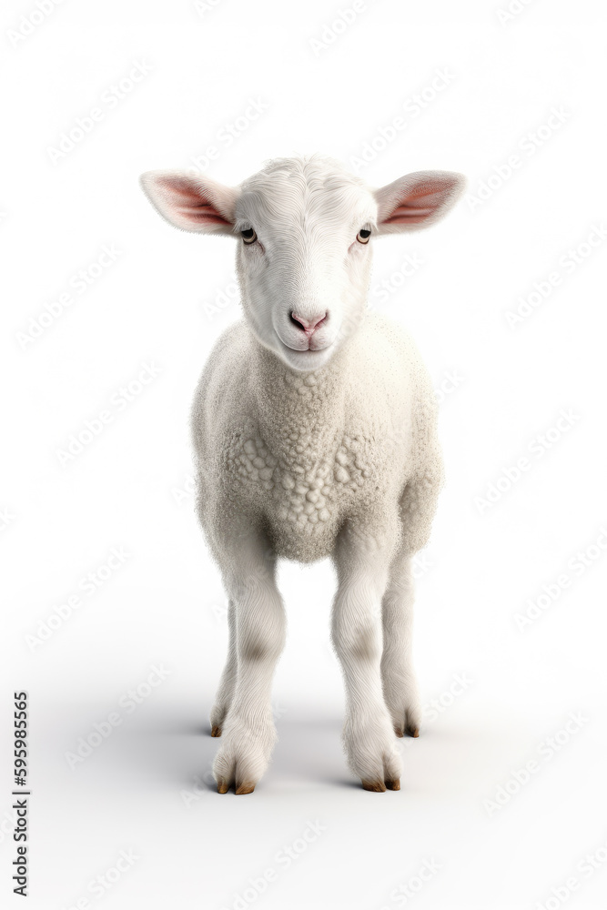 Lamb  isolated on a white background Generative AI
