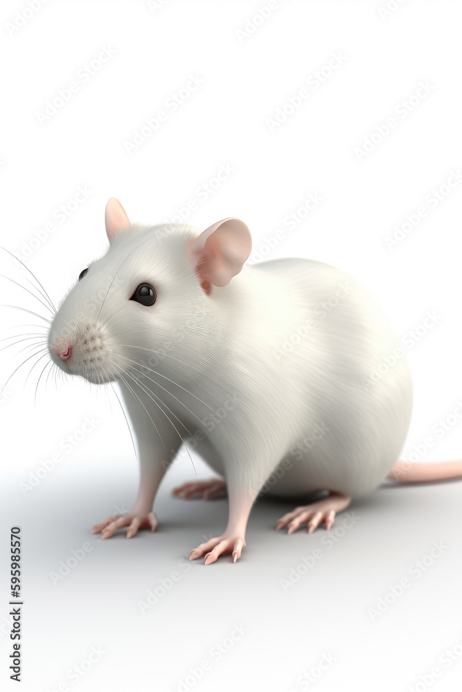 White mouse  isolated on a white background Generative AI
