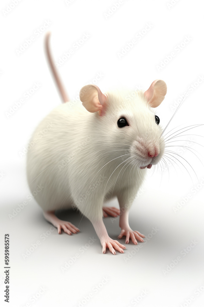 White mouse  isolated on a white background Generative AI