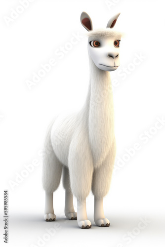Llama cartoon character  isolated on a white background Generative AI