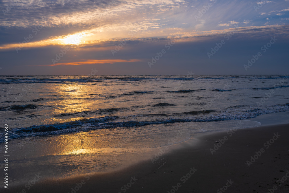 Sunset over the North Sea at the beach of Egmond aan Zee/NL