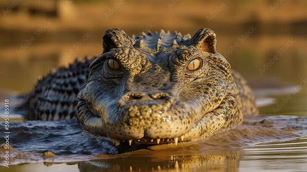 Obraz premium crocodile in the water. Created with generative technology.
