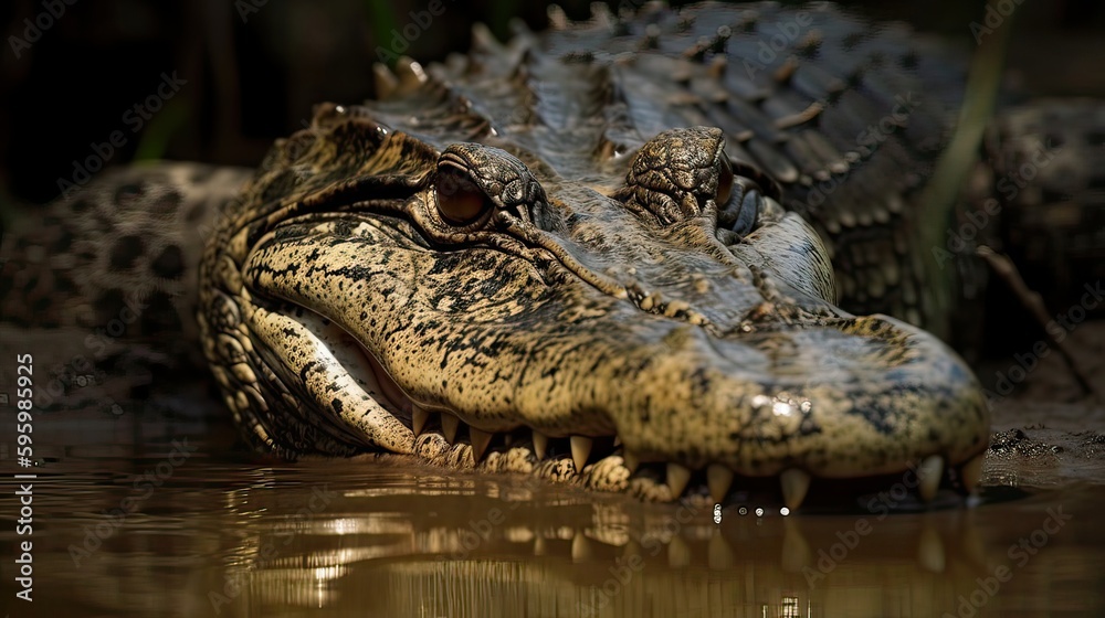 Fototapeta premium american alligator in the everglades. Created with generative technology.