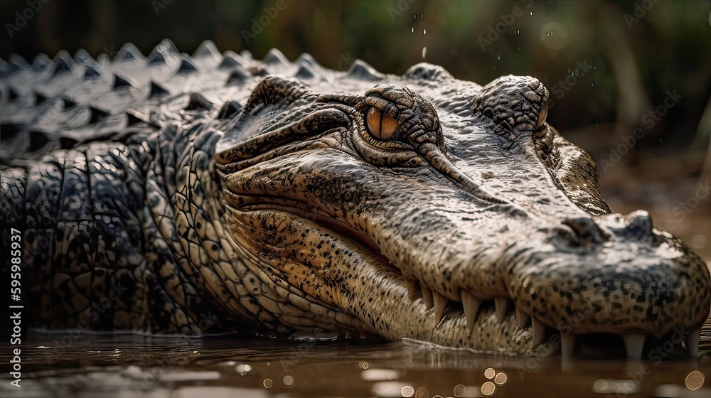 Fototapeta premium alligator in the water. Created with generative technology.