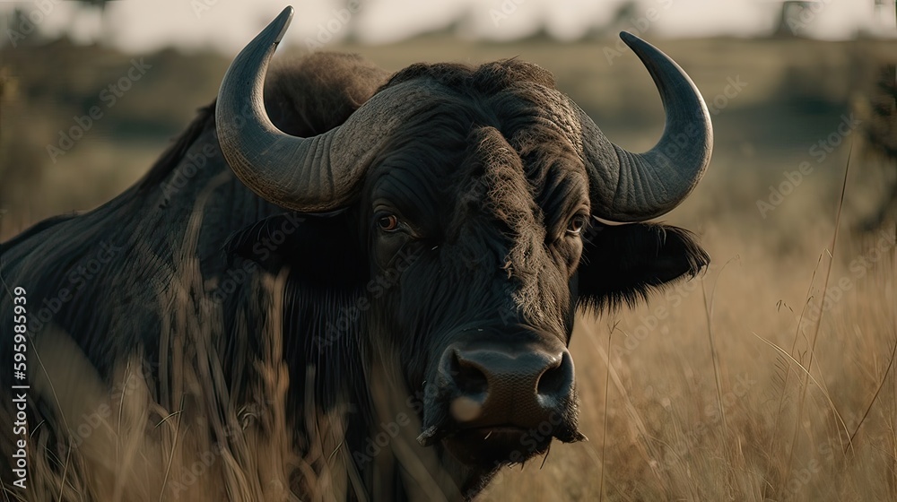 cape buffalo bull. Created with generative technology. cape buffalo bull. Created with generative technology.