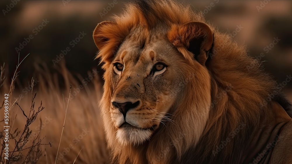 portrait of a lion. Created with generative technology.