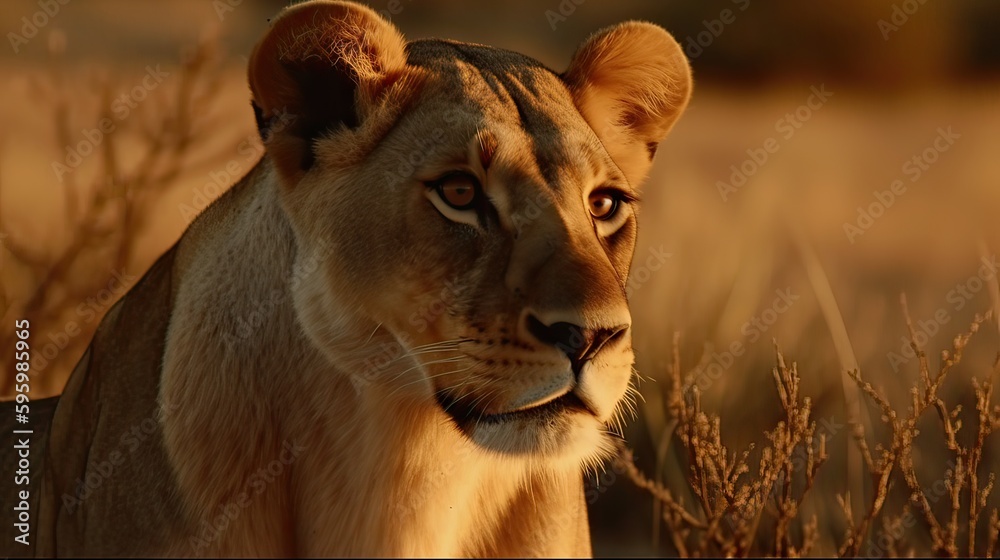 Fototapeta premium lion in the grass. Created with generative technology.