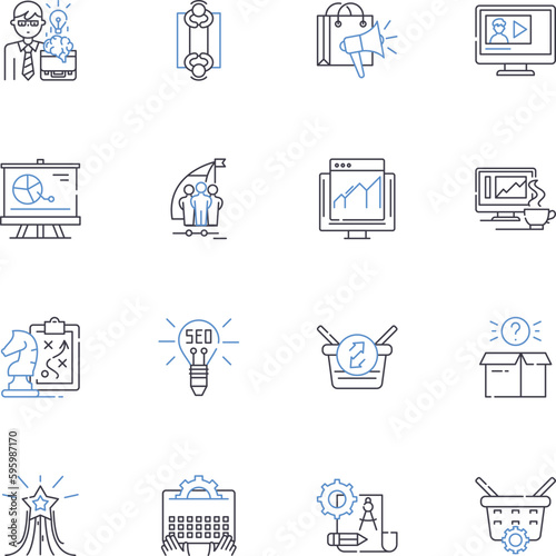 Narrative and tale line icons collection. Storytelling, Fiction, Myth, Legend, Folktale, Fable, Adventure vector and linear illustration. Allegory,Memoir,History outline signs set