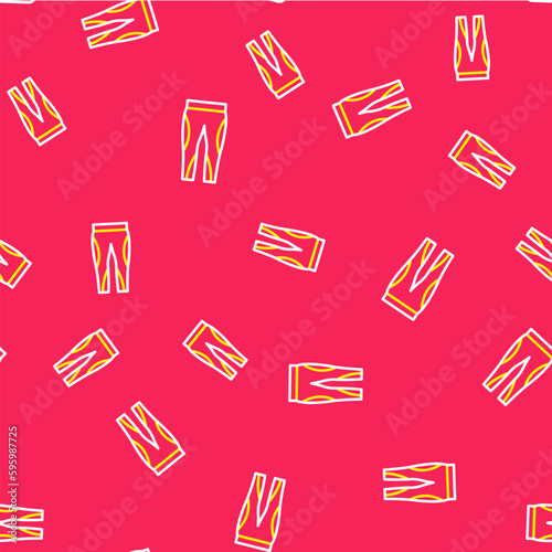 Line Leggings icon isolated seamless pattern on red background. Vector