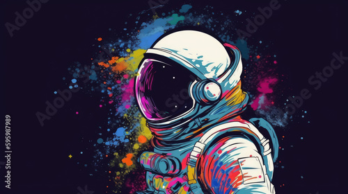 abstruct illustration of an astronaut with colored background