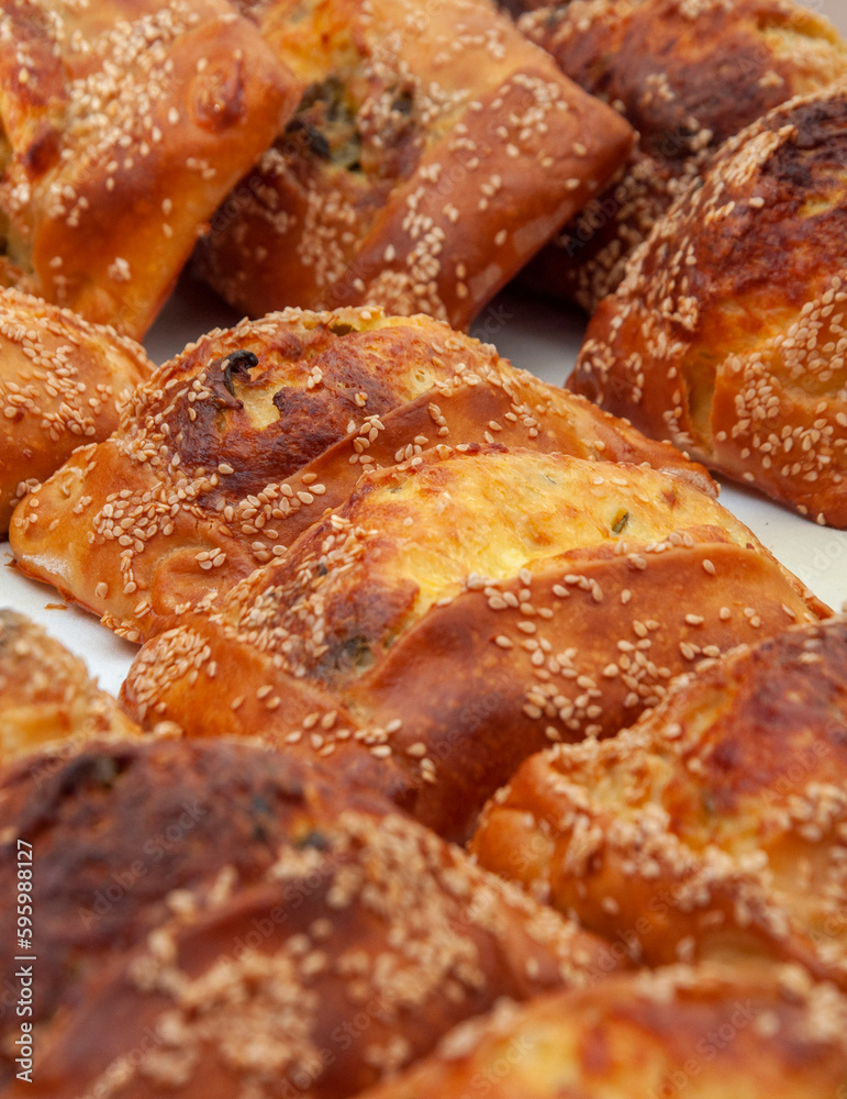 Traditional Cypriot Flaouna delicious Greek Easter Cheese Bread. Flaounes are traditionally prepared for Easter by Orthodox Cypriots.