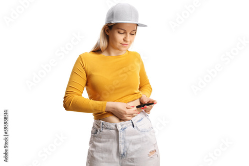 Young female injecting insulin shot in the belly