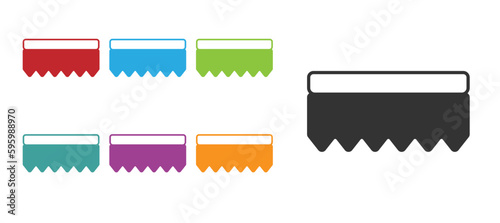 Black Sponge icon isolated on white background. Wisp of bast for washing dishes. Cleaning service logo. Set icons colorful. Vector