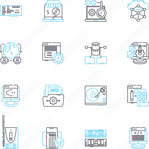 Mobile career linear icons set. Mobility, Flexibility, Freedom, Advancement, Opportunities, Learning, Growth line vector and concept signs. Innovation,Connectivity,Adaptability outline illustrations