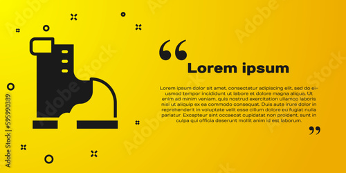 Black Winter warm boot icon isolated on yellow background. Waterproof rubber boot. Vector
