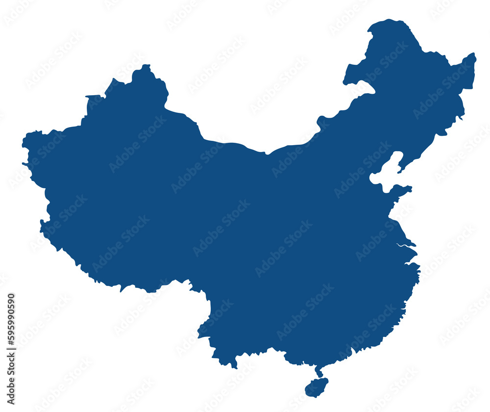 China map with blue volor 