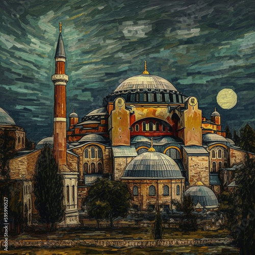 The Skyline Of Hagia Sophia - Masterpiece Of Vincent Van Gogh Style 