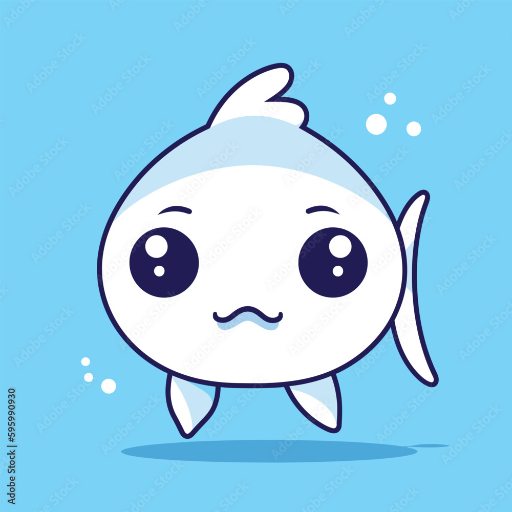 Cute kawaii fish chibi mascot vector cartoon style Cute kawaii fish chibi mascot vector cartoon style