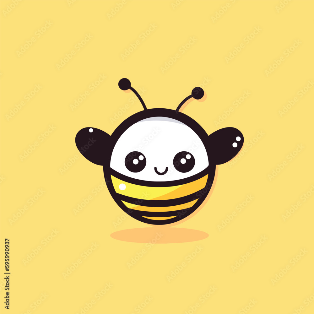 Cute kawaii bee chibi mascot vector cartoon style Cute kawaii bee chibi mascot vector cartoon style