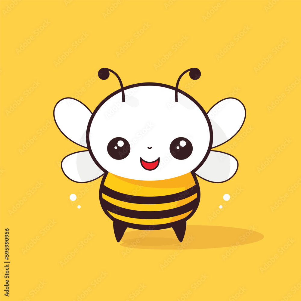 Obraz premium Cute kawaii bee chibi mascot vector cartoon style