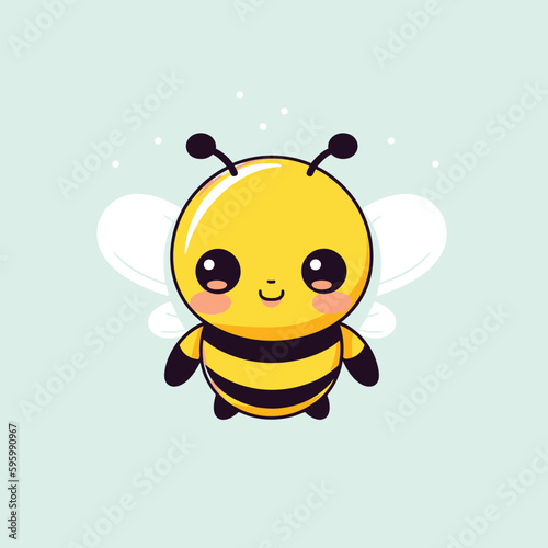 Cute kawaii bee chibi mascot vector cartoon style