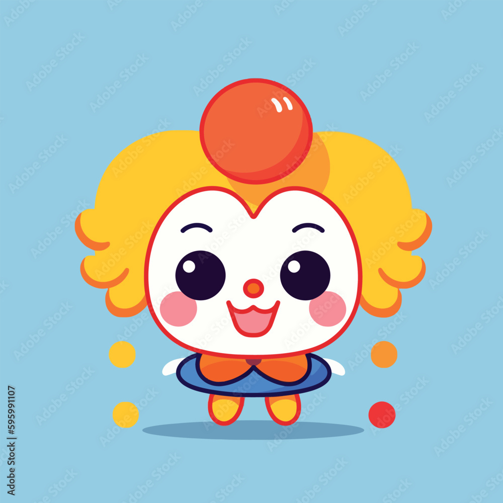 Cute kawaii clown chibi mascot vector cartoon style Cute kawaii clown chibi mascot vector cartoon style