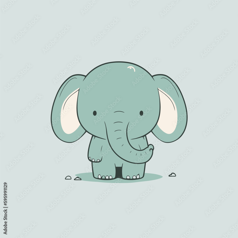 Obraz premium Cute kawaii elephant chibi mascot vector cartoon style