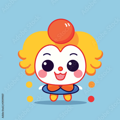 Cute kawaii clown chibi mascot vector cartoon style