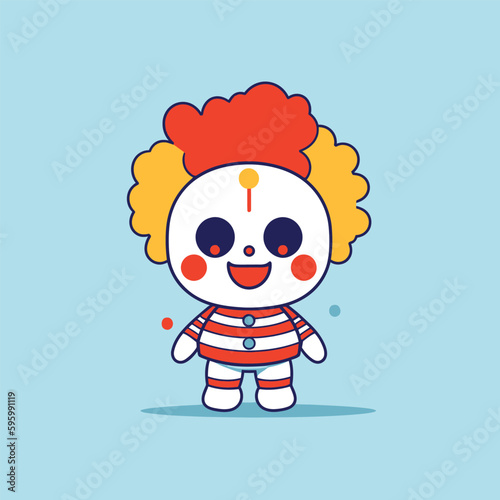 Cute kawaii clown chibi mascot vector cartoon style