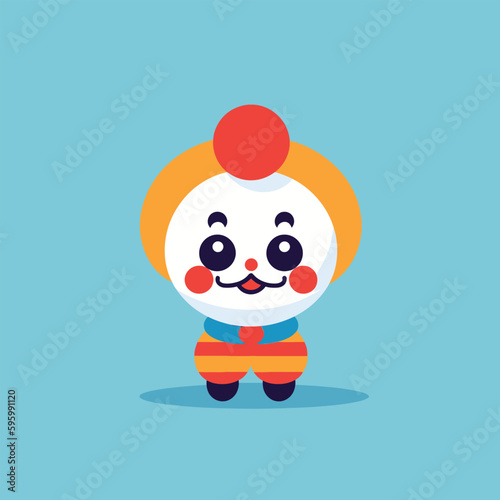 Cute kawaii clown chibi mascot vector cartoon style
