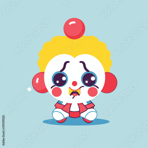 Cute kawaii clown chibi mascot vector cartoon style
