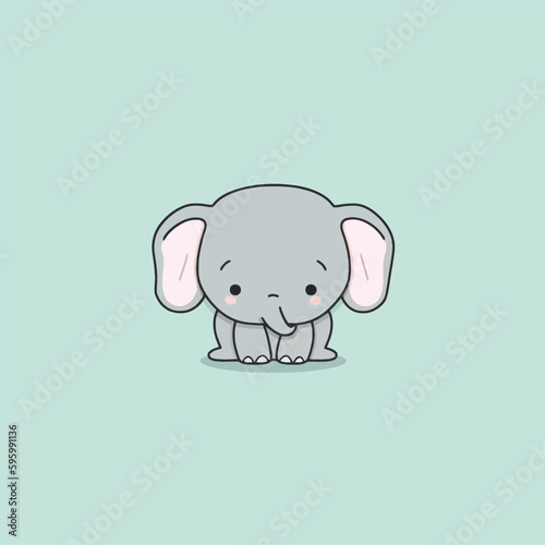 Cute kawaii elephant chibi mascot vector cartoon style