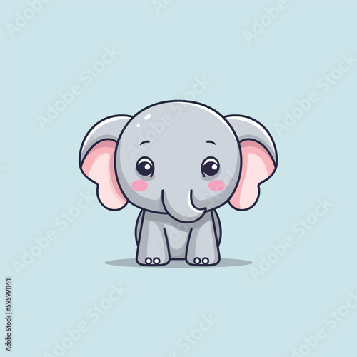 Cute kawaii elephant chibi mascot vector cartoon style