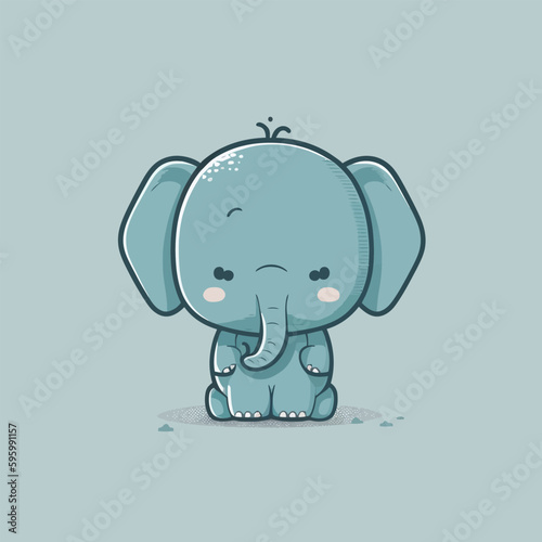 Cute kawaii elephant chibi mascot vector cartoon style