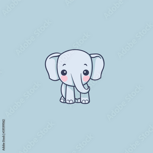 Cute kawaii elephant chibi mascot vector cartoon style