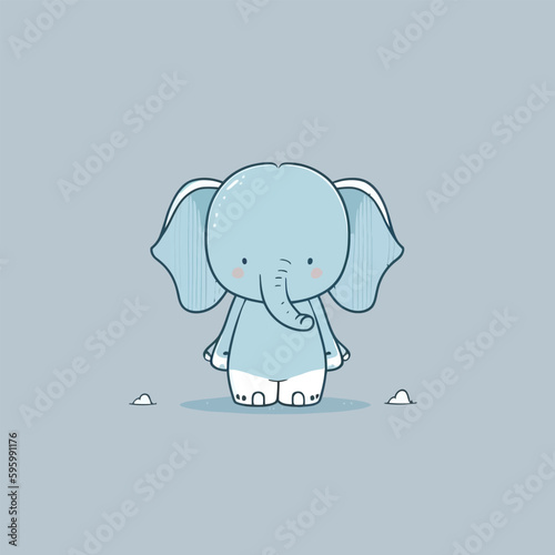 Cute kawaii elephant chibi mascot vector cartoon style