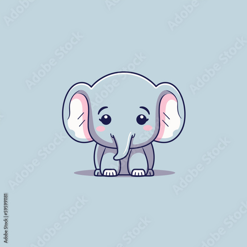 Cute kawaii elephant chibi mascot vector cartoon style