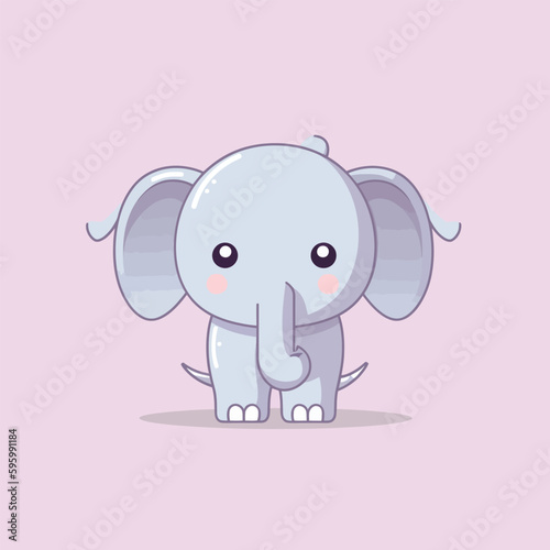 Cute kawaii elephant chibi mascot vector cartoon style