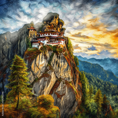 The Skyline Of Tiger’s Nest - Masterpiece Of Vincent Van Gogh Style