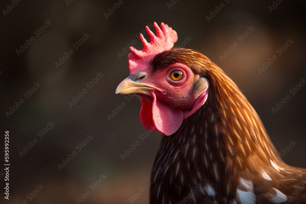 Head Hen in Chicken Farm. created with Generative AI
