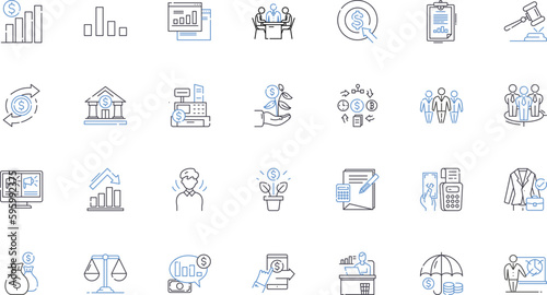 Financial audit line icons collection. Compliance, Analysis, Review, Assurance, Investigation, Accuracy, Verification vector and linear illustration. Transparency,Audit trail,Internal controls outline