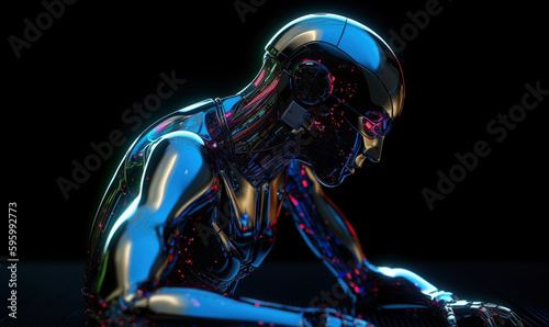 Aiコンピューターアンドロイドロボット横顔,Generative A © rrice