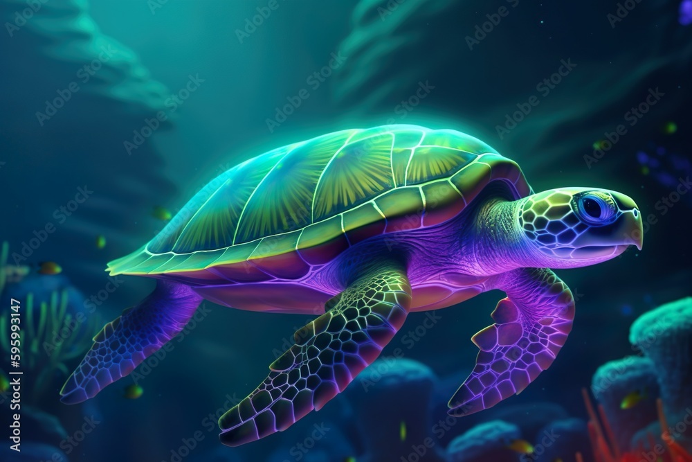 Fototapeta premium Illustration sous-marine d'une tortue