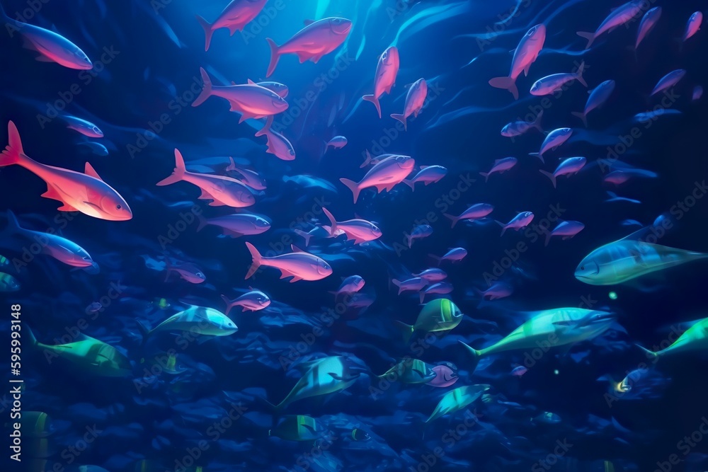 Fototapeta premium Illustration sous-marine de poissons